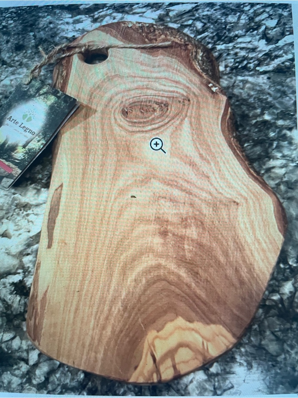 Arte Legno Italy Natural Olive Wood Cutting/Serving Board Small with Side Bark